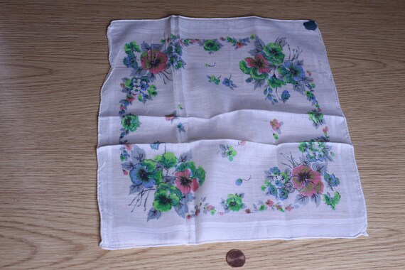 Beautiful Vintage Flowered Handkerchiefs, Four, B… - image 6