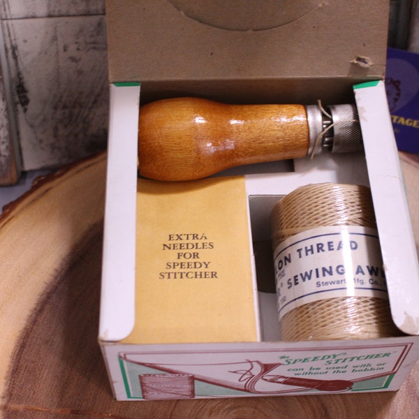 Vintage The Speedy Stitcher Sewing Awl Kit, Sews Heavy Material, New in Box