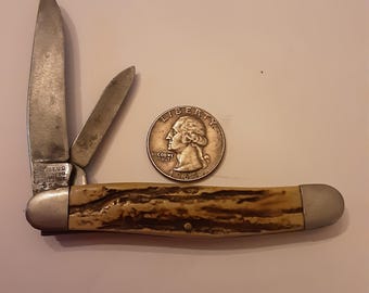 Vintage 9 Inch Imperial USA Knife Carved Elk on Handle | eBay