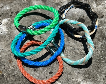 Upcycled Fish Net Rope Bracelet, Magnetic Clasp, Conservation Jewelry