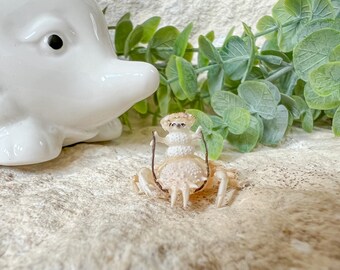 Crabby snowman, crab rider, snowman miniature figurine, snowman collectible, snowman on crab, gift for rider, gift for riding