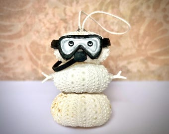 Sea Urchin Scuba Diver Ornament, Beach Finds Gift