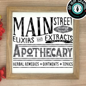 Main Street apotheker Vintage teken | SVG-ontwerp voor Cricut Silhouette Scan N Cut