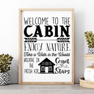Welcome to the Cabin SVG | Rustic Cabin Decor | Cricut Silhouette ScanNCut | Instant Download | Cozy Cabin Sign | Lake House SVG