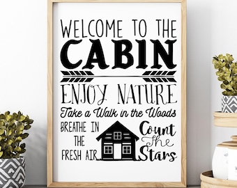 Rustic Cabin Decor SVG: Welcome to the Cabin-bord (digitale download)