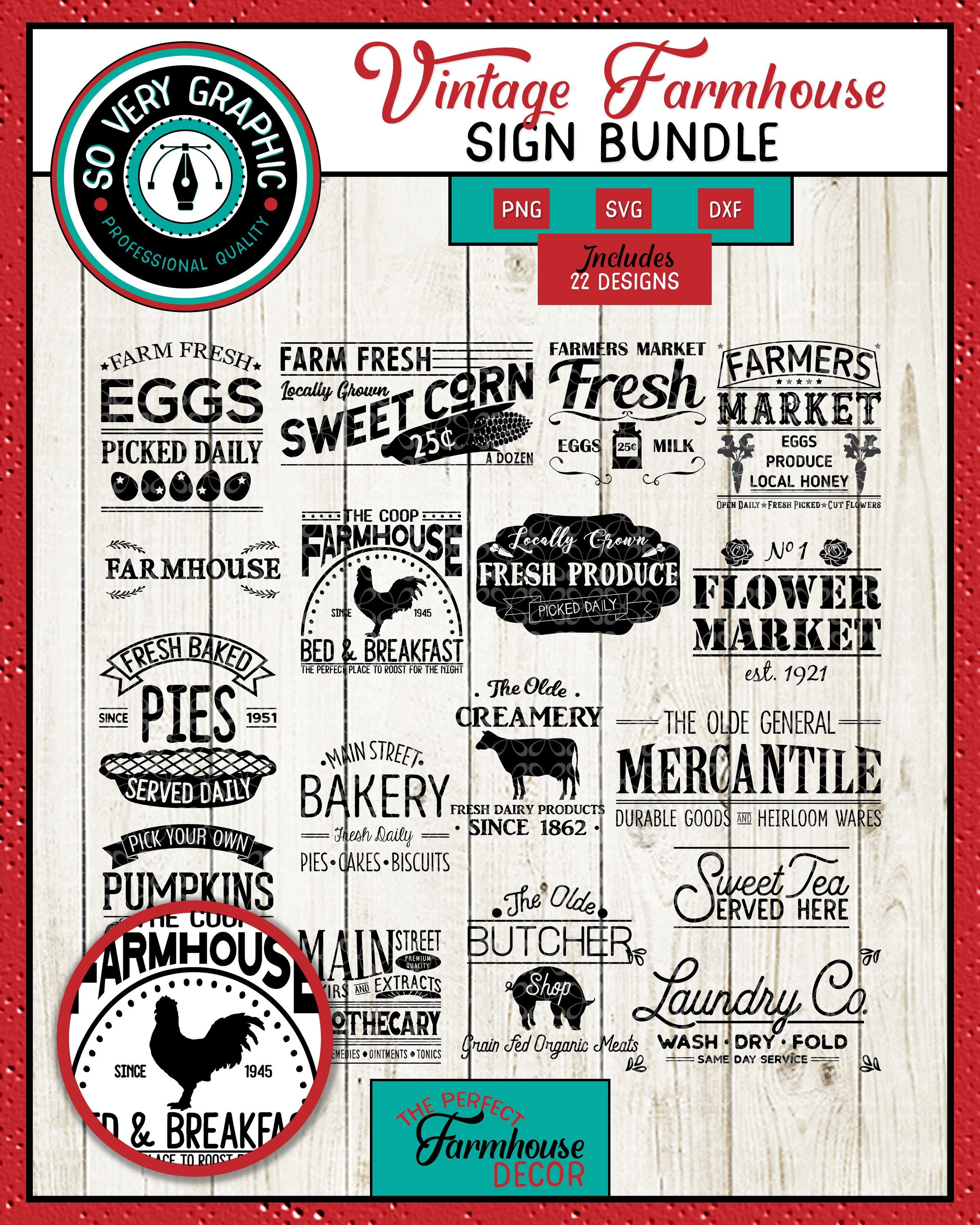 Download Farmhouse SVG Bundle 22 Designs Cut Files PNG Printable | Etsy