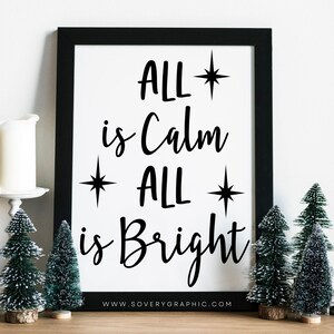 All is Calm SVG | All is Bright Cut File | Christmas Song SVG | Holiday Cricut Silhouette | Natychmiastowe pobieranie | Christmas Decor SVG