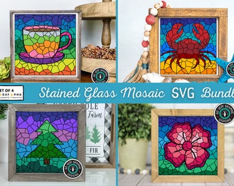 Stained Glass Mosaic SVG Design Bundle for Cricut, Silhouette, Scan N Cut | Instant Digital Download