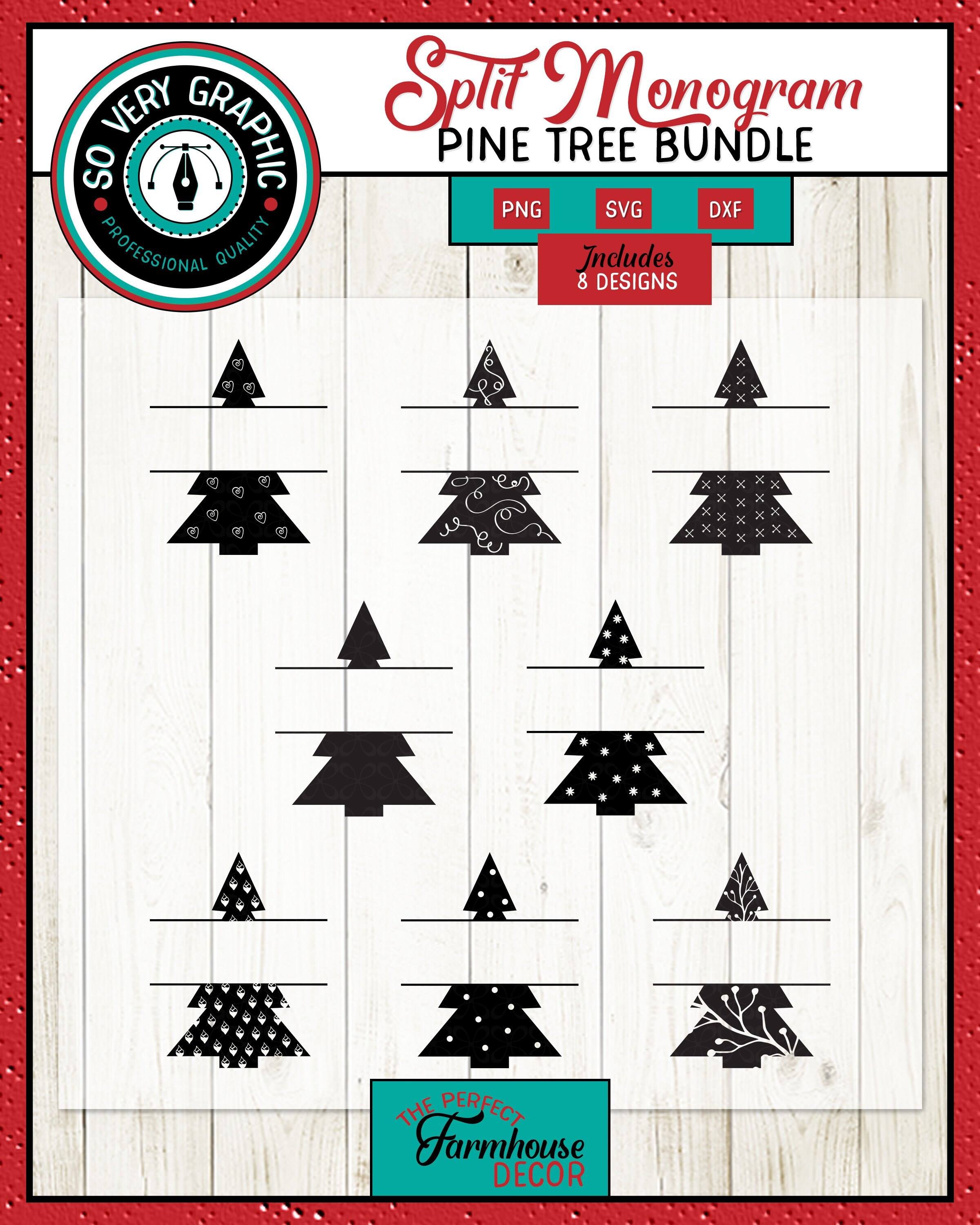 Download Split Monogram Tree Bundle 8 SVG Cut Files PNG Printable ...
