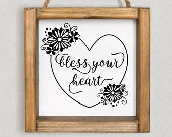Bless Your Heart SVG: Southern Floral Heart Cut File (Instant Download)