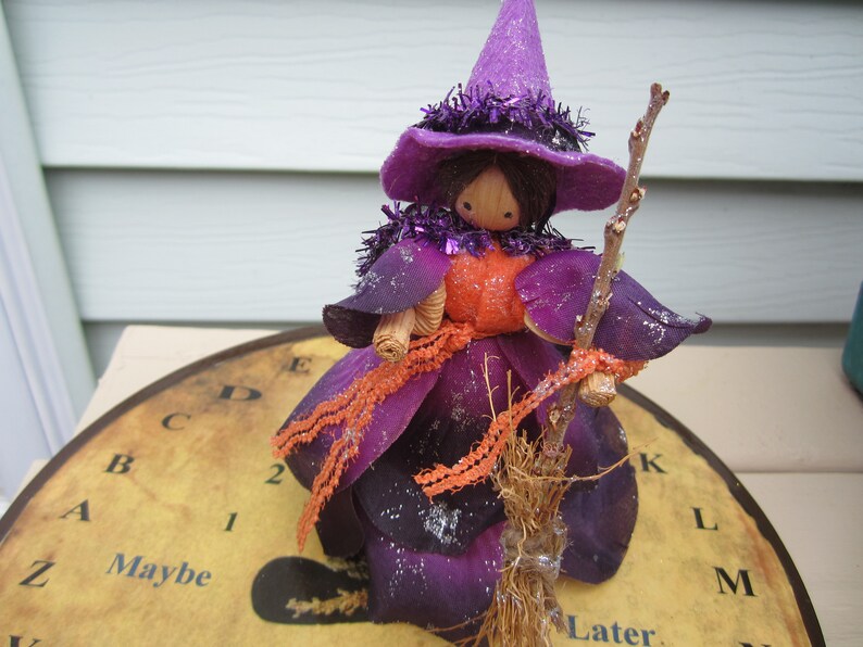 Purple Kitchen Witch Halloween Witch Corn Doll Witch Altar Etsy