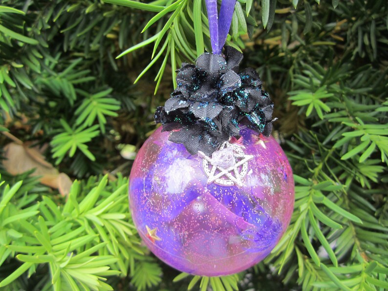 Purple Witchball Protection Witchball With Crystals Wiccan Houseblessing Hanging Globe Housewarming Gift Decorative Ornament Witch Orb