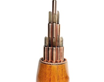 Smokey quartz earthpipe Cloudbuster with wooden base and 1/4 empowerment cubit tensor