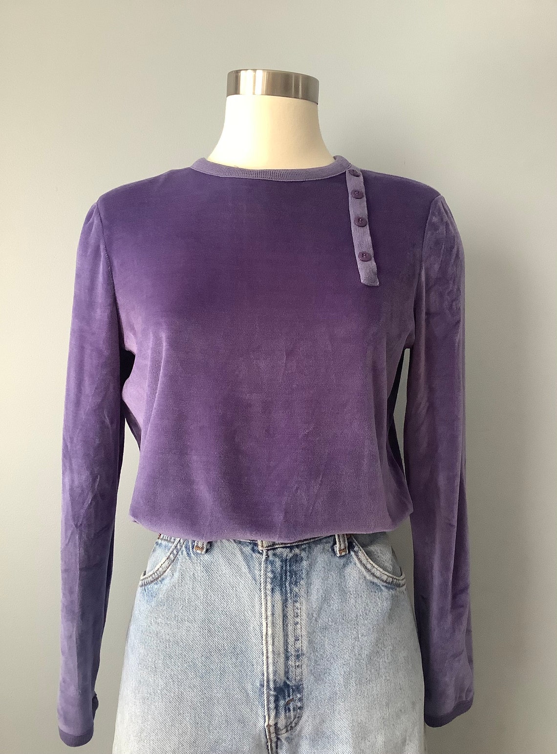 Early 80s Vintage Purple Velour Top | Etsy