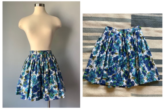 1950s Vintage Floral Print Cotton Skirt