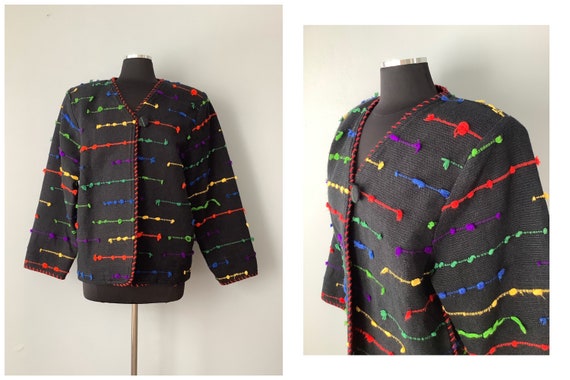 1990s Vintage Crystal Handwoven Oversized Blazer