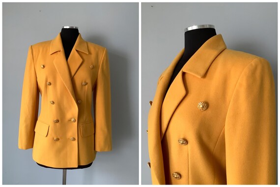 1980s Vintage Louis Feraud Mustard Yellow Double B