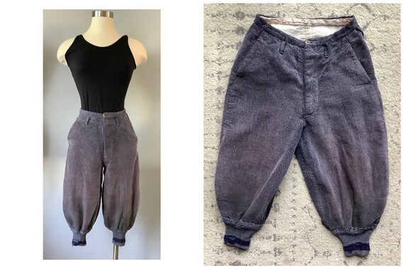 1920s | 1930s Vintage Slate Gray Blue Corduroy Kni