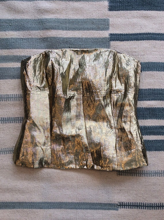1980s Vintage Metallic Gold Bustier