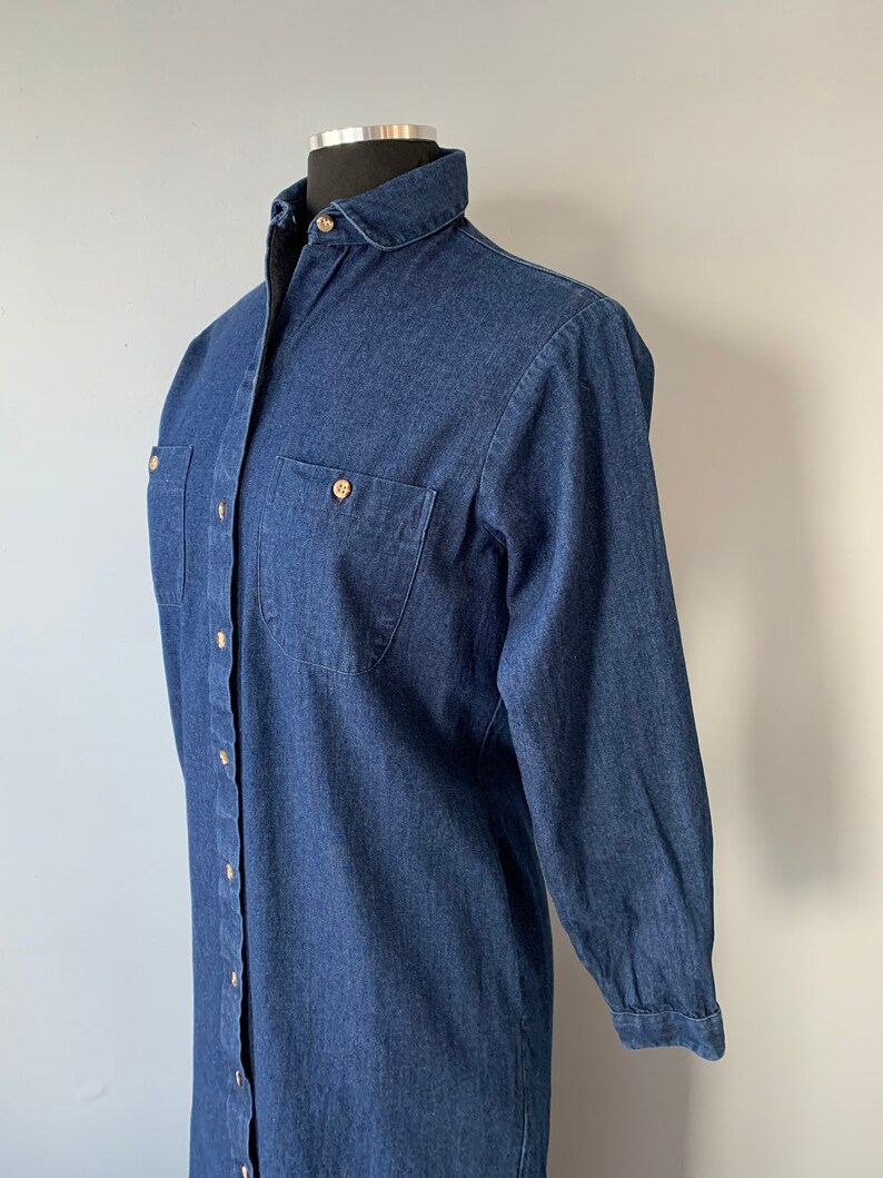 1980s Vintage LL Bean Denim Shirt Dress Long Sleeve Jean | Etsy