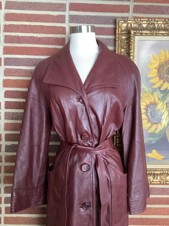 1970s Dan Di Modes 24 K Mahogany Leather Trench Coat … - Gem