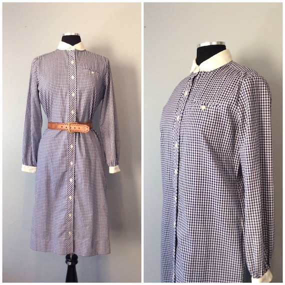 Vintage Serbin Muriel Ryan Blue and White Gingham