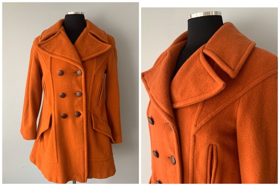 1970s Vintage Terra Cotta Wool Pea Coat