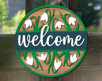 Welcome Lily of the Valley Door Hanger | Spring Door Sign | Wood Door Sign | Front Door Decor | Front Door Sign | Welcome Door Sign