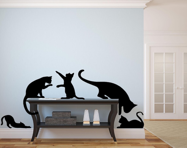 Cat Decals Cat Wall Decals Cat Stickers Vinyl Home Decor Etsy