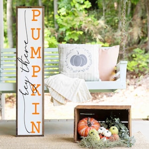 Hey There Pumpkin Wooden Porch Sign | Outdoor Fall Porch Sign | Fall Wood Welcome Sign | Porch Signs for the Fall | Pumpkin Porch Decor |