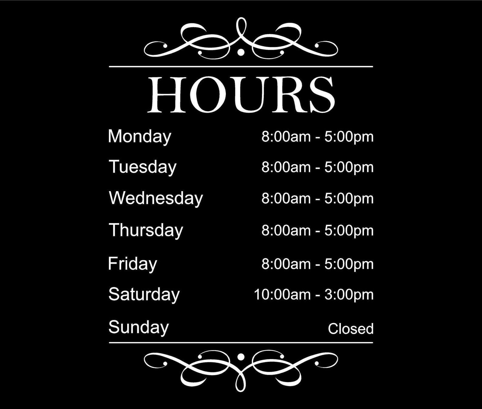 Hours of Operation Door Decal Store Front Hours Business Etsy