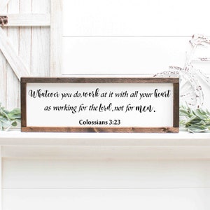 Colossians 3:23 Wood Sign | Religious Wood Sign | Scripture Sign | Bible Verse Sign | Christian Signs | Religious Gifts | Inspirational Sign