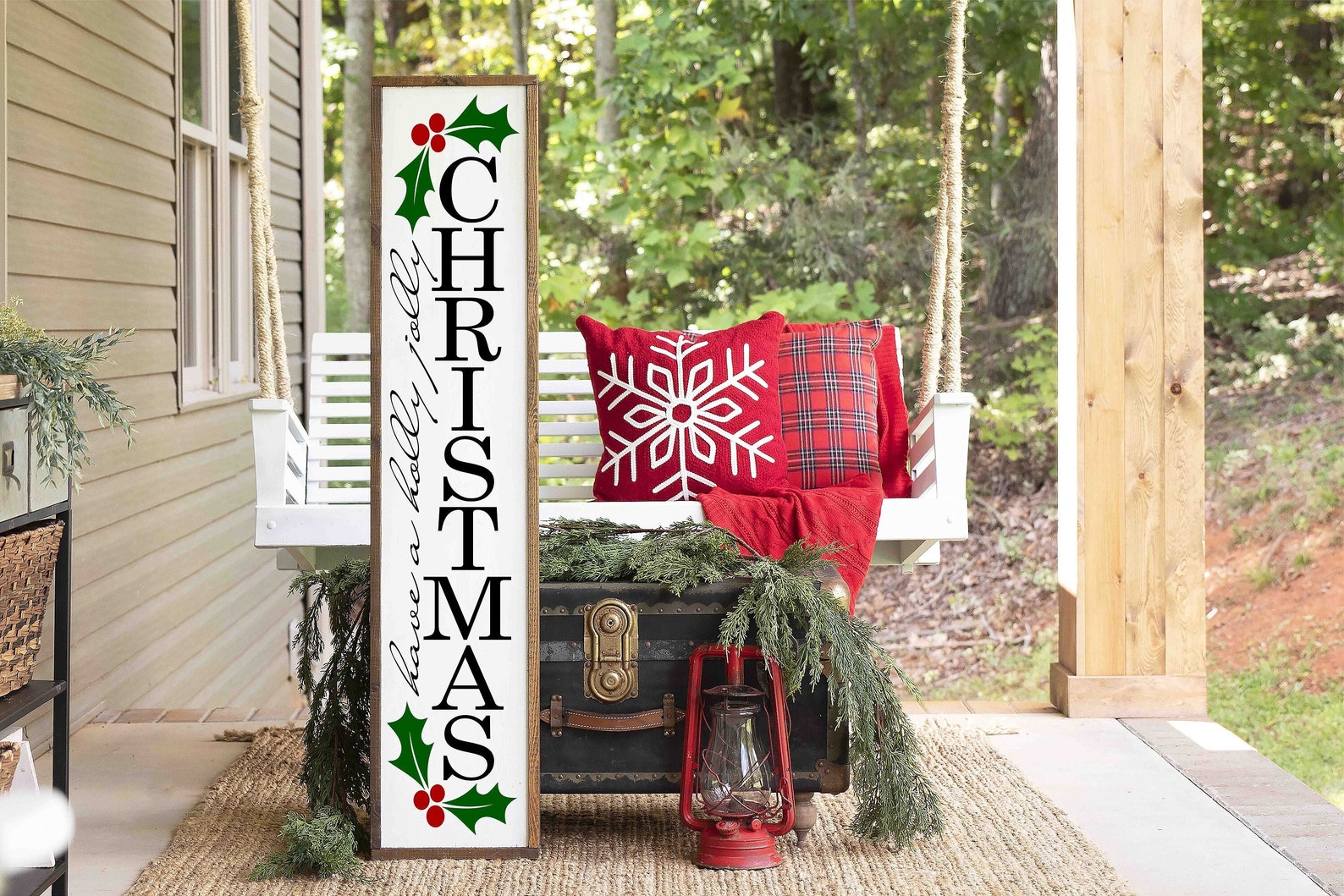 Merry Christmas Wood Porch Sign Have Yourself a Holly Jolly Etsy