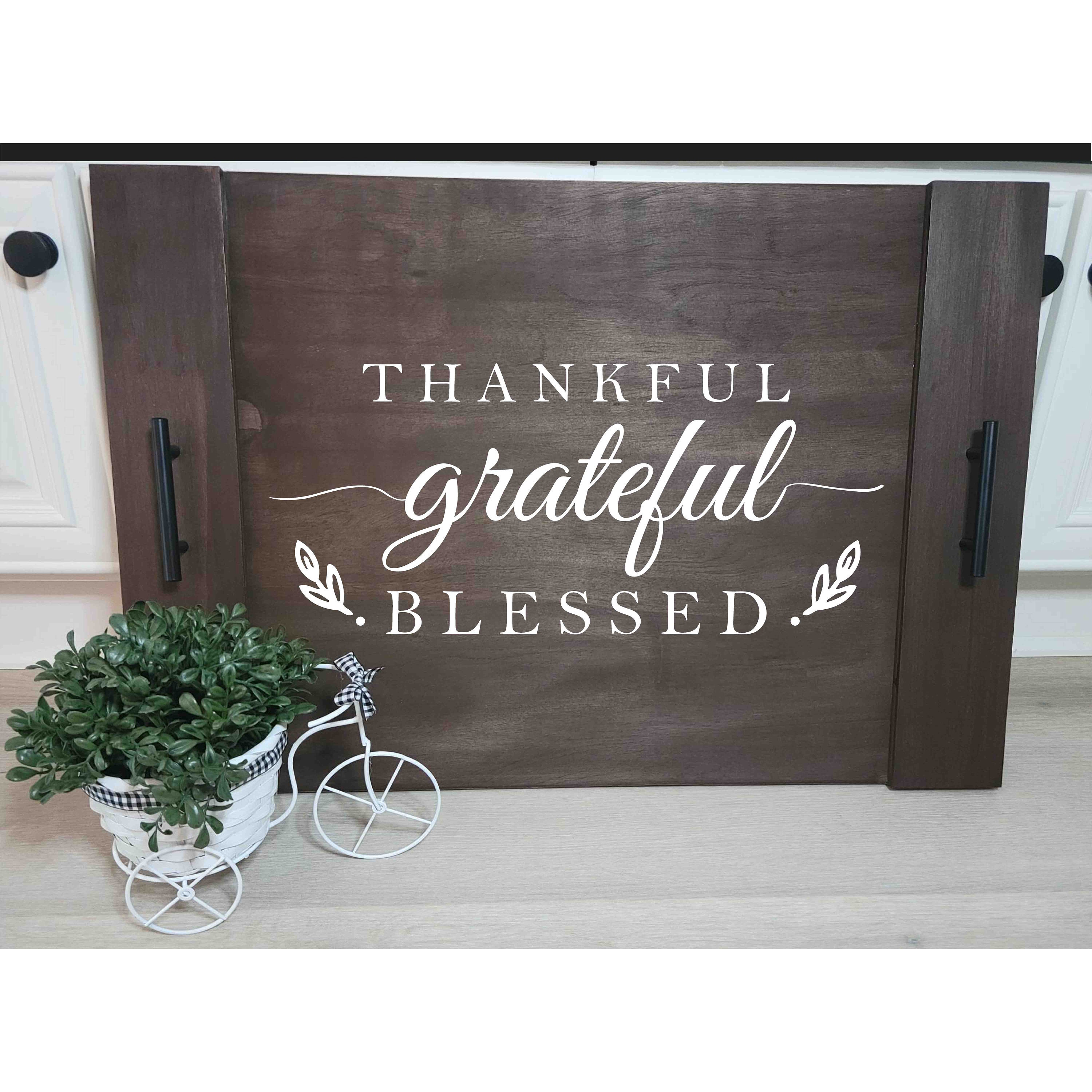 Grateful Thankful And Blessed Wood Engraved Noodle Board - Stove Cover -  Sink Cover - With Handles - Gas or Electric Stove NB-G2