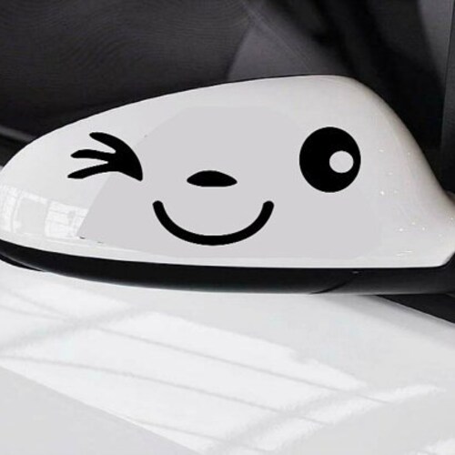 Car Decal Winking Car Decal Car Decals Side Mirror Decals Etsy