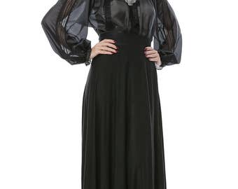 FREE SHIPPING Black Silk Romanian Blouse