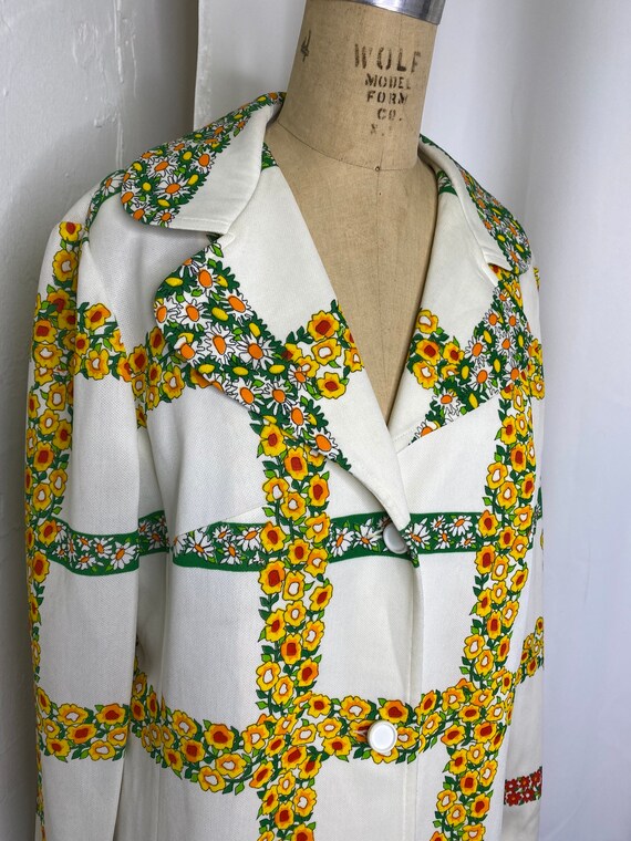 70s Mr Dino Floral Plaid Blazer Vintage
