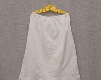 Girl's 10: Vintage Lace Trimmed Nylon Half Slip, Elastic Waist, by Her Majesty