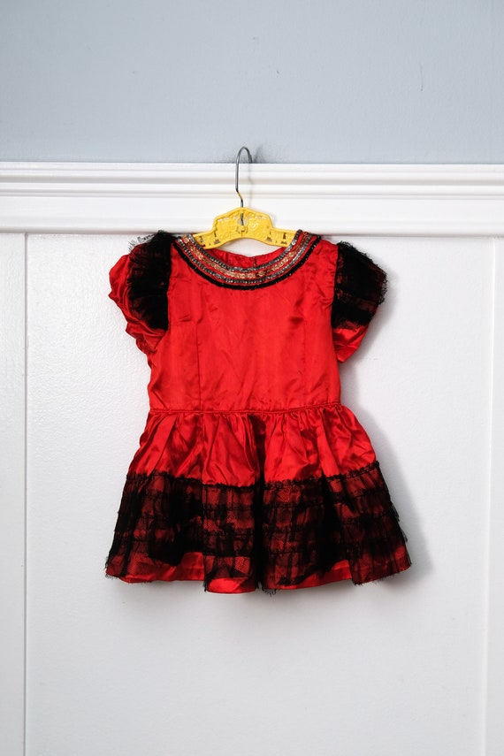 2T: Satin Tulle Ruffled Party Dress, Sequin Trim,… - image 1