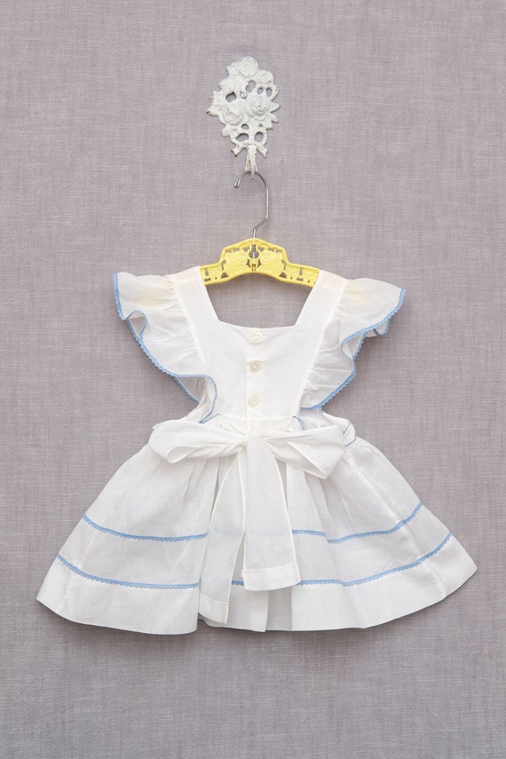 6-12 Months: Vintage Baby Pinafore, White Cotton … - image 7
