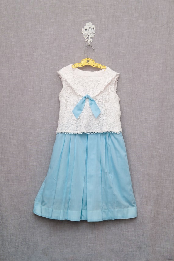 Girls 8: Vintage Blue and White Sailor Style Dress