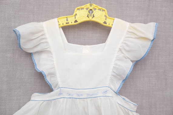 6-12 Months: Vintage Baby Pinafore, White Cotton … - image 5