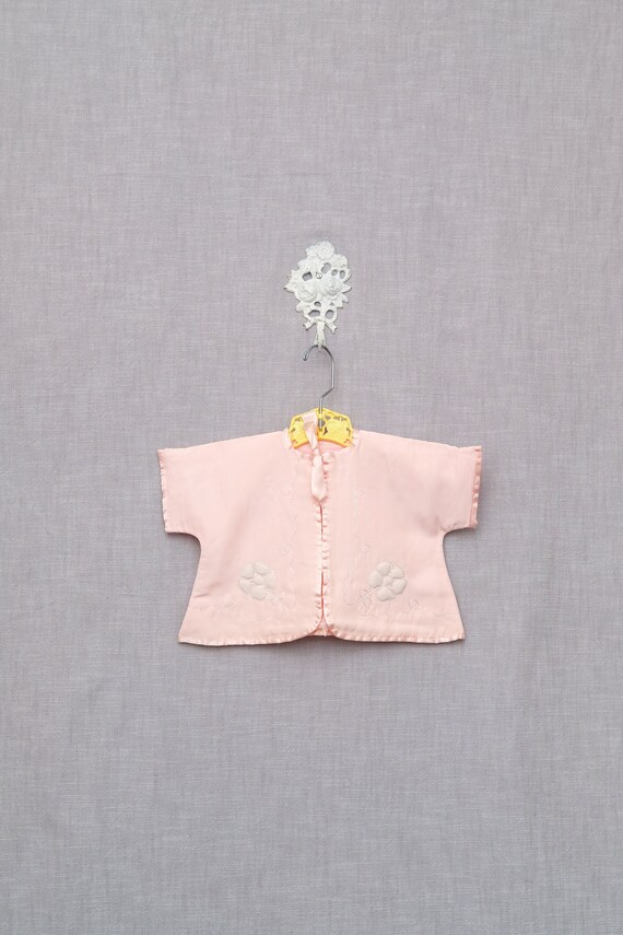 0-6 months:  Vintage Baby Layette Jacket, Flower E