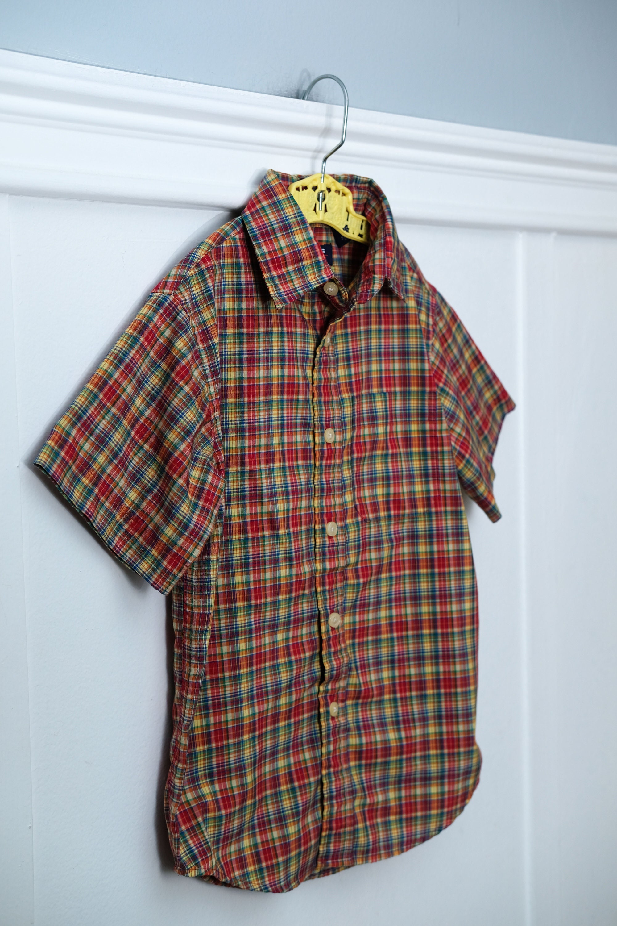 5: Rainbow Plaid Button Down Shirt with Pockets by Class Club | Etsy
