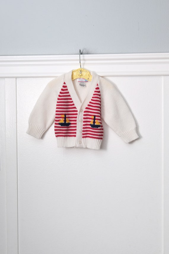 3 6 Months Nautical Striped Cardigan Sweater Red And White Etsy