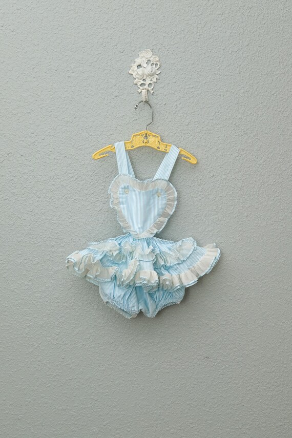 12 Months: Blue Heart Bib, Sheer Ruffled Skirted S