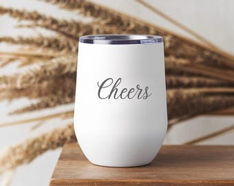 Custom Engraved Cheers Wine Tumbler