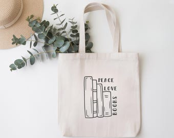 Peace Love Books Canvas Tote