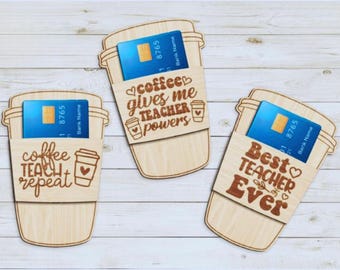 Wooden Teacher Gift Card Holder | Personalized Teacher Appreciation Gift | End of Year Teacher Thank You | Custom Gift Card Sleeve