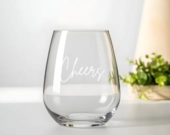 Cheers Custom Engraved Wine Glass